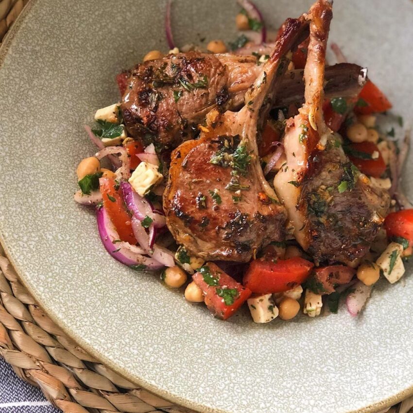 Lamb Chops Served With Chickpea Salad From Saharskitchen