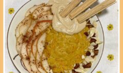 Carrot, Pear & Almond Golden Oatmeal Bowl