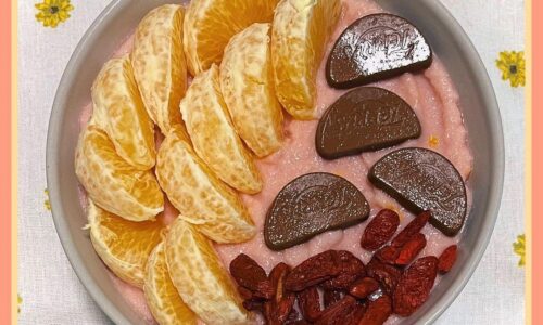 Orange Strawberry Semolina Porridge Bowl
