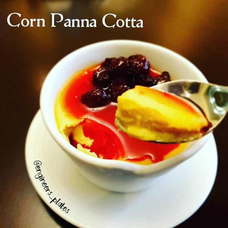 Corn Panna Cotta With Cherry Compote