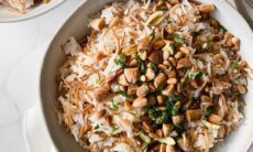 Lebanese Rice With Vermicelli Topped With A Pile Of Toasted Nuts