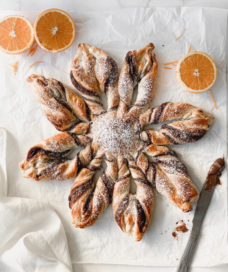 Nutella Snowflake Made With Puff Pastry And Orange Zest