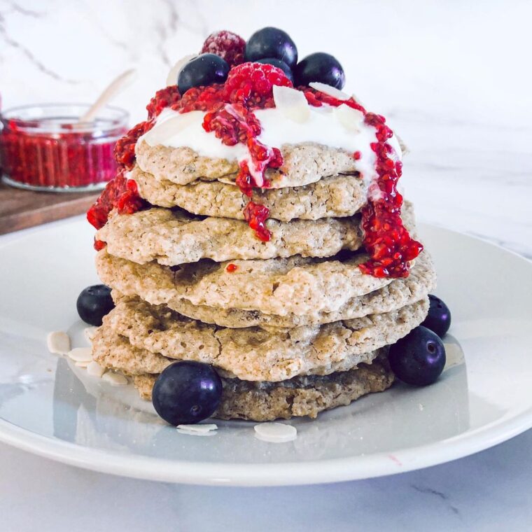 Oat Pancakes With Sugar Free Raspberry Jam