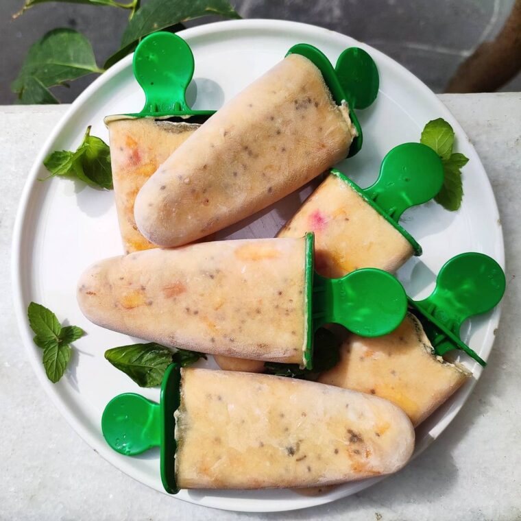 Peach & Chia Seeds Yoghurt Popsicles