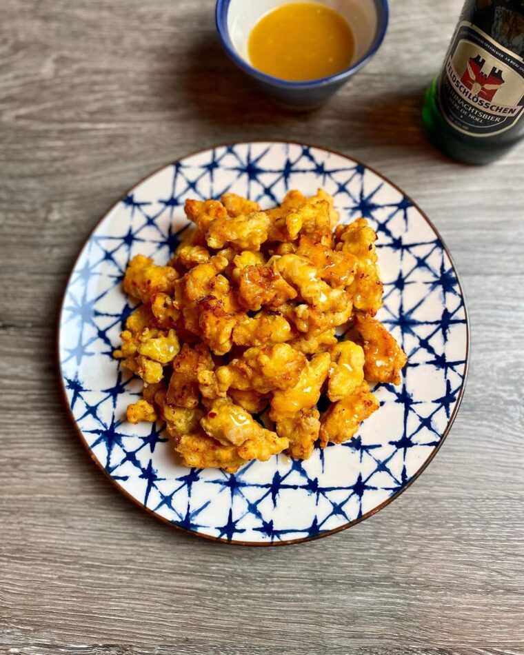 Popcorn Chicken With Salted Caramel Sauce