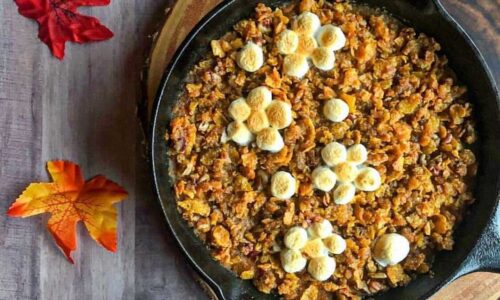 Sweet Potato Casserole With Crunchy Pecan Cornflakes Topping