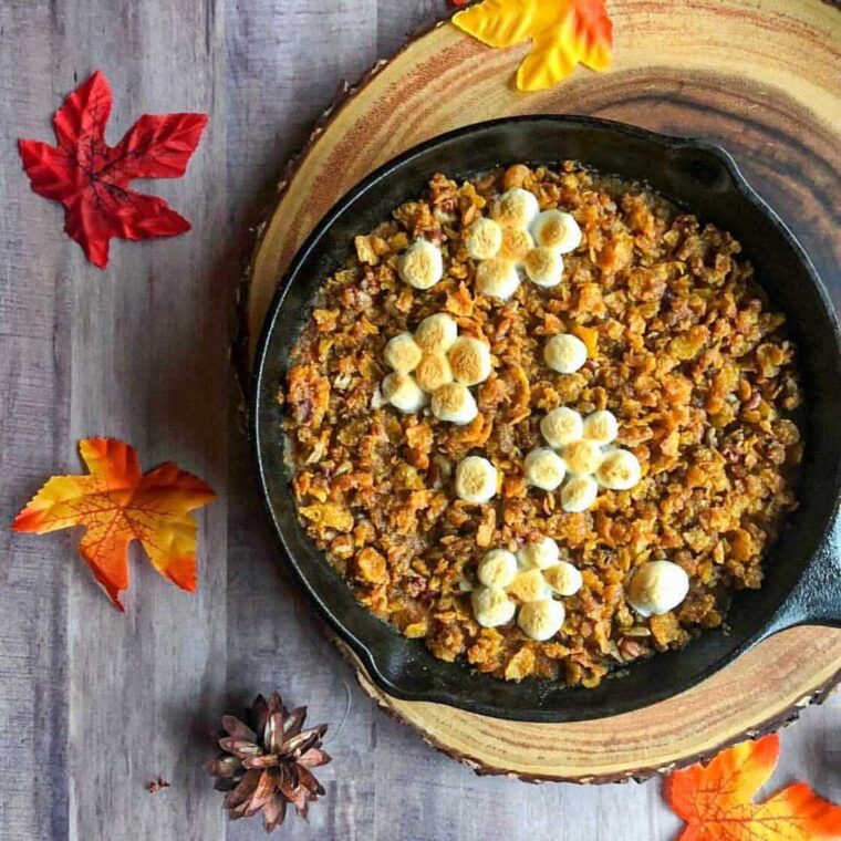 Sweet Potato Casserole With Crunchy Pecan Cornflakes Topping