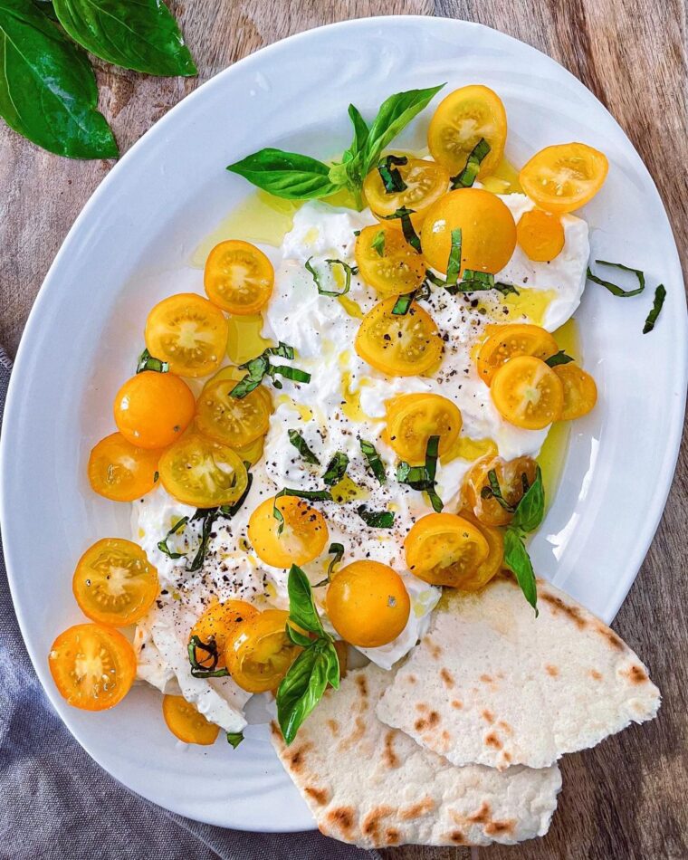 Yellow Cherry Tomato Caprese Salad