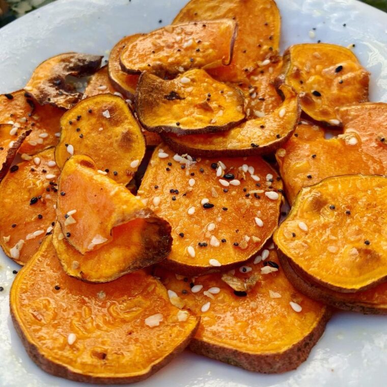Airfried Everything Bagel Sweet Potato Chips