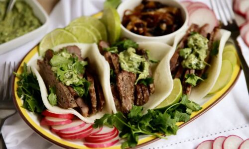 Carne Asada Tacos With Cilantro Cream Sauce