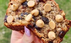Dark Chocolate Peanut Butter Chip Banana Bread