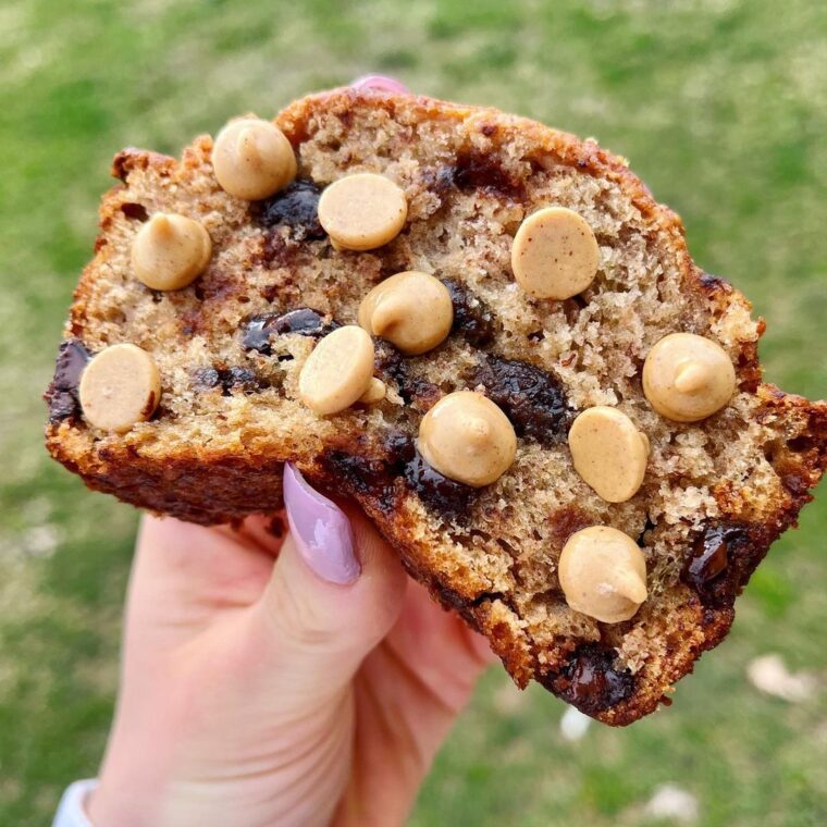 Dark Chocolate Peanut Butter Chip Banana Bread