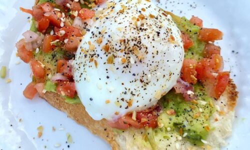 Homemade Guacamole With Pico De Gallo On Sourdough Toast