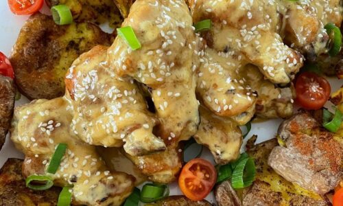 Honey Mustard Chicken Wings & Crispy Mashed Potatoes