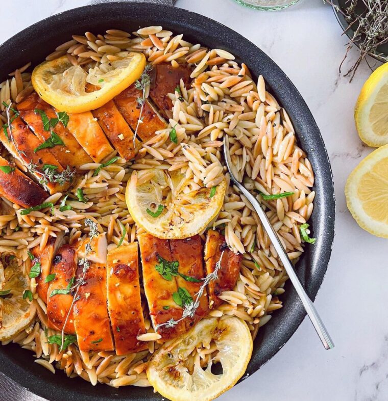 Honey-mustard Chicken With Lemony Orzo