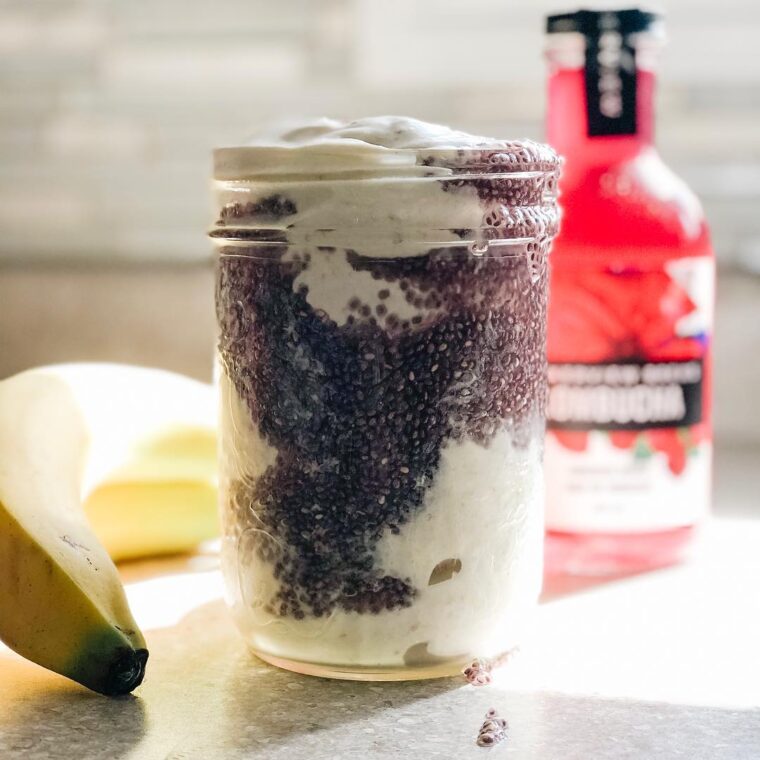 Kombucha Chia Seed Pudding Served Over Banana “Ice Cream”
