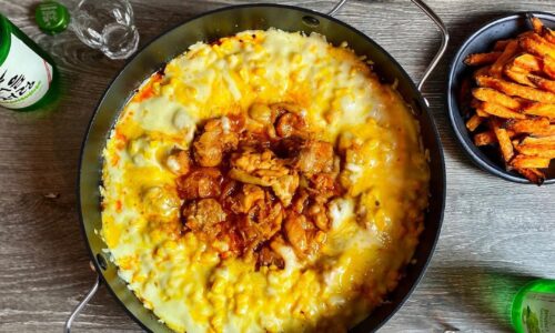 Korean Spicy Chicken With Corn Cheese