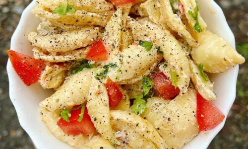 Mayo/ Dairy Free Tomato Basil Pasta Salad