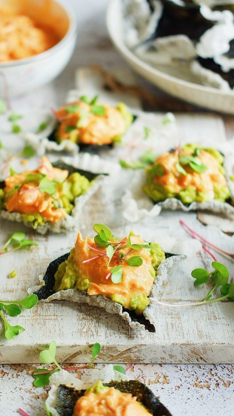 Salmon Mayo With Rice Paper Seaweed Cracker