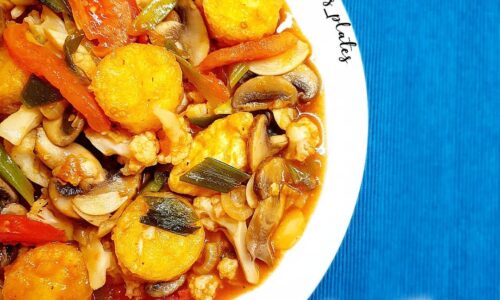 Stir-fried Egg Tofu And Veggies