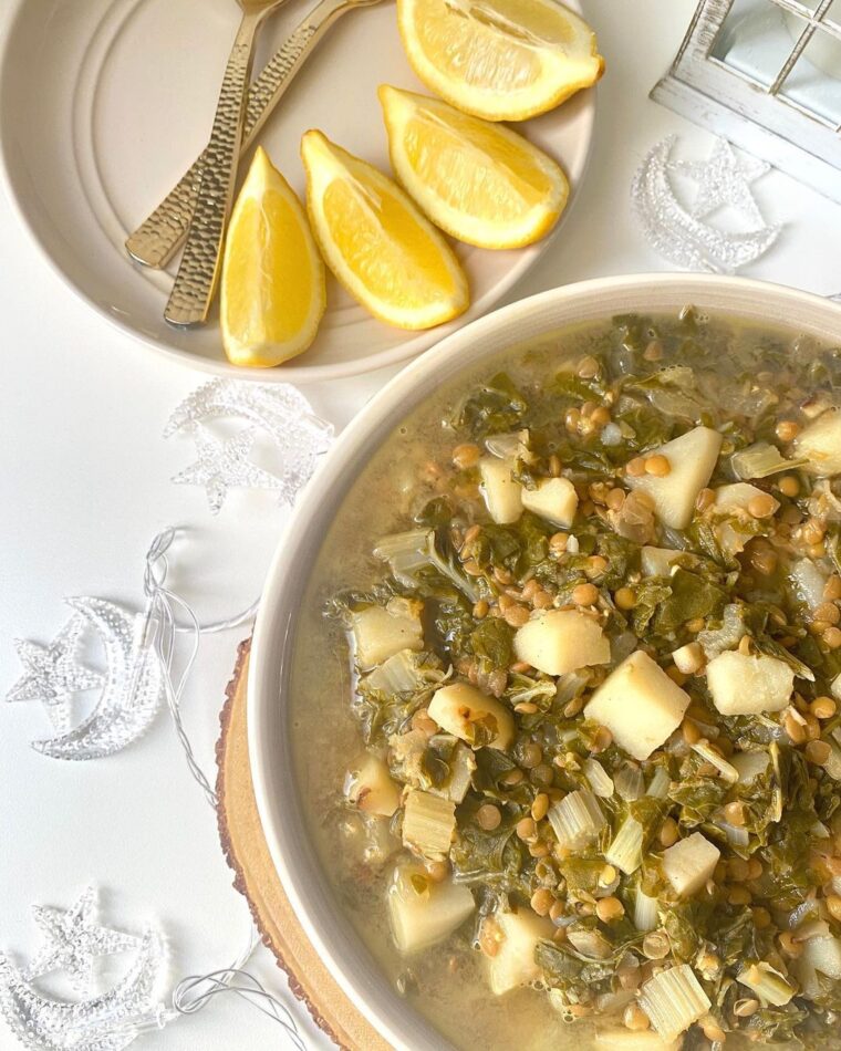 Swiss Chard Lentil Soup (3adas B’hamoud)