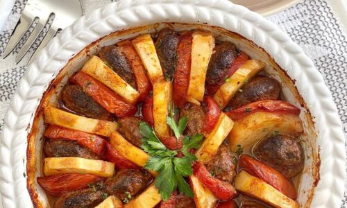 Baked Kafta Potatoes & Rice