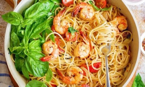 Caprese Inspired Pasta With Prawns