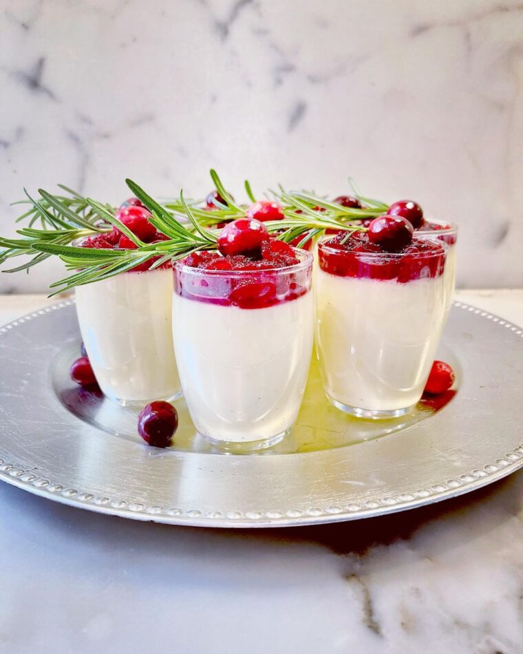 Egg Nog Pannacotta With A Cranberry Orange Grand Marnier