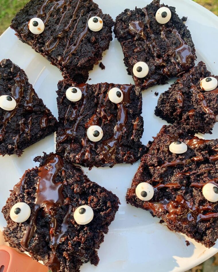 Fudgey Sweet Potato Spooky Brownies