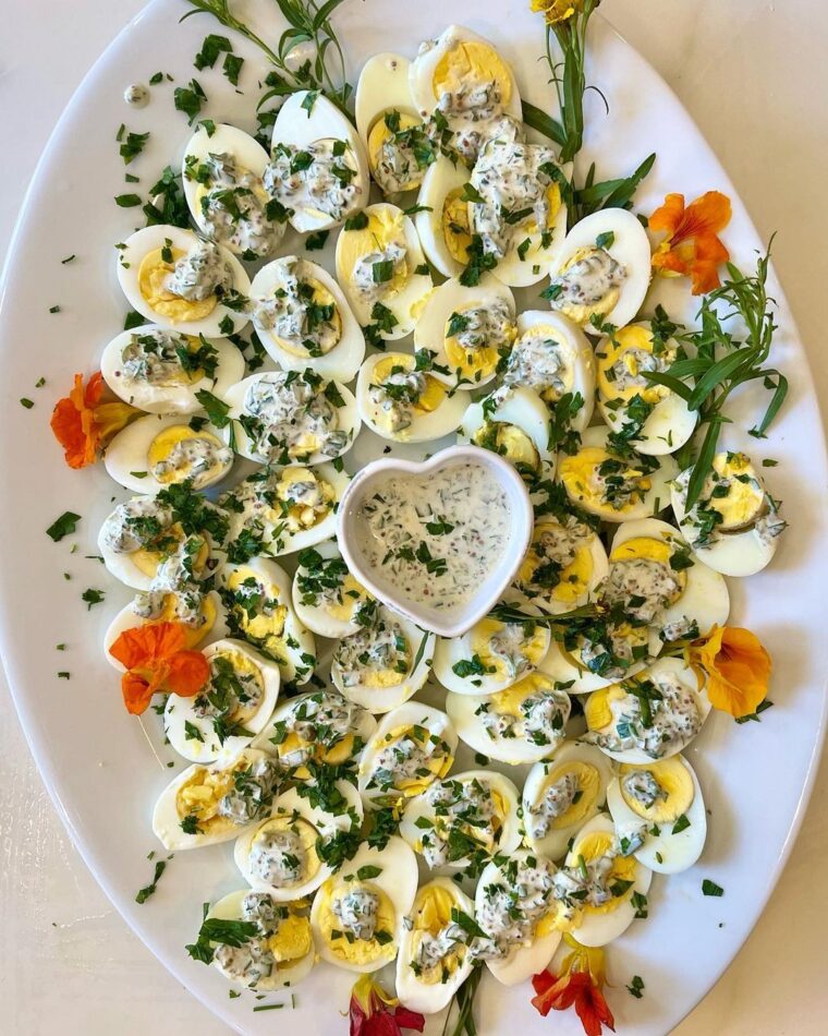 Hard Boiled Eggs With A French Fresh Herb Remoulade