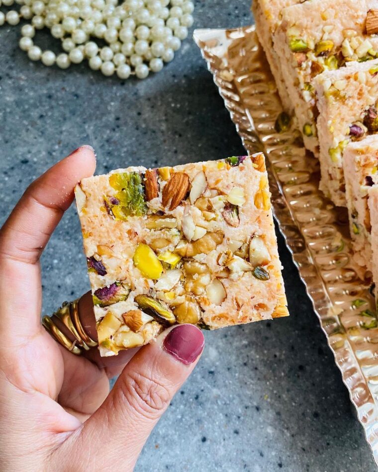 Instant Nutty Milk Barfi Or Fudge