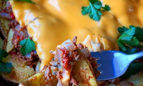 Low Calorie Fries With Bolognese & Cheese