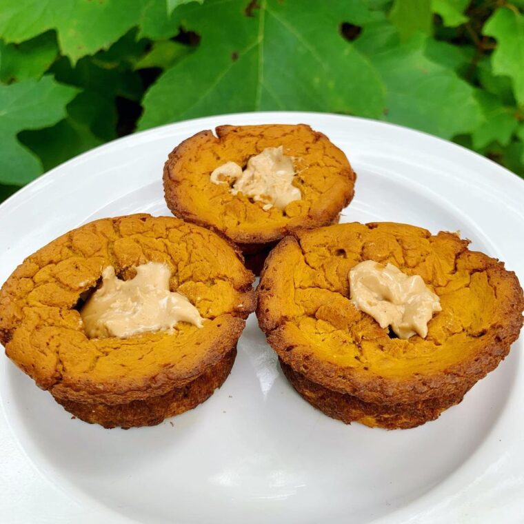 Pumpkin Peanut Butter Filled Blender Muffins