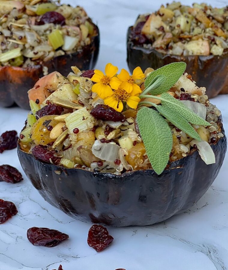 Roasted Acorn Squash Stuffed With Chopped Apples