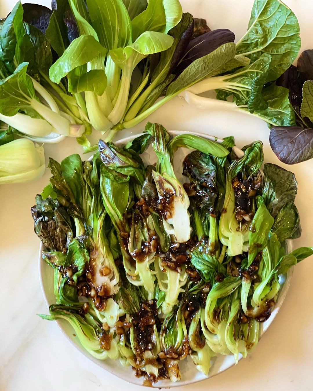 Sautéed Bok Choy With Oyster Sauce, Honey, Garlic And Ginger from