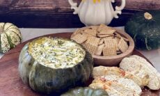 Spinach And Artichoke Dip Baked In A Pumpkin