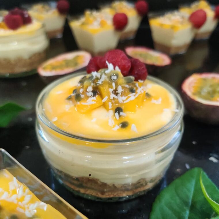 White Chocolate Passion-fruit And Mango Cheesecake