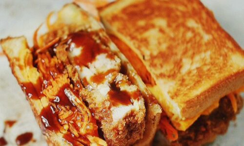 Chicken Katsu Toast With Grated Carrot Salad