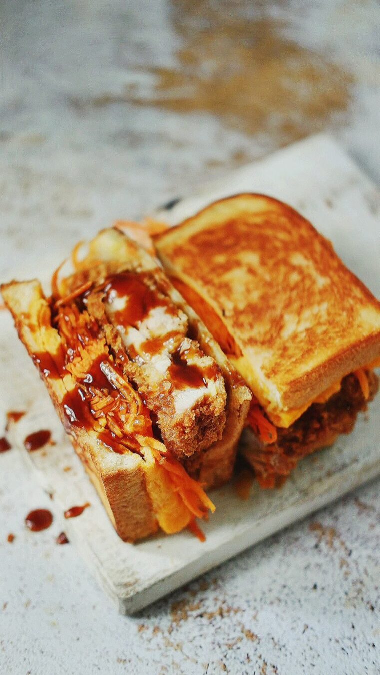 Chicken Katsu Toast With Grated Carrot Salad