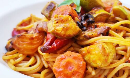 Spicy Roasted Ratatouille Pasta