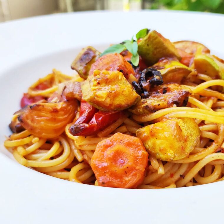 Spicy Roasted Ratatouille Pasta