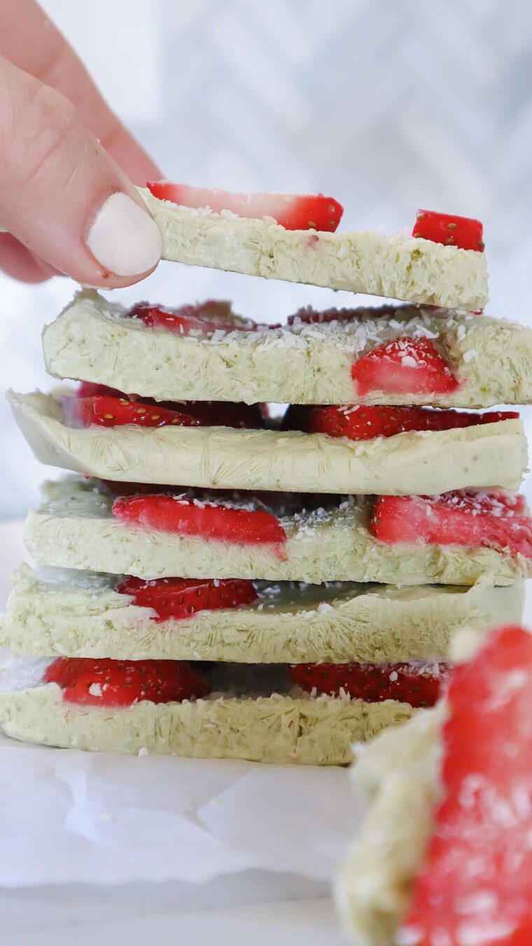 Strawberry Matcha Yogurt Bark