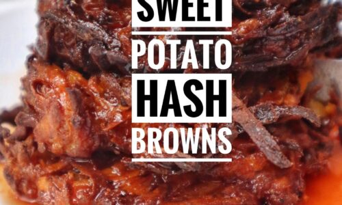 Sweet Potato Hashbrowns & Honey Sirarcha Sauce
