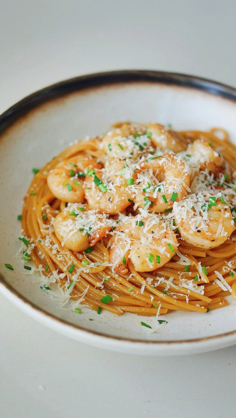 Garlic Shallot Shrimp Pasta