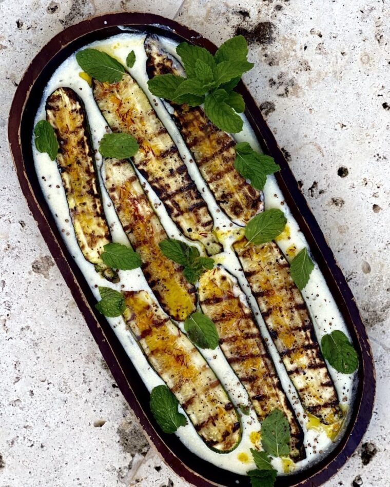 Grilled Zucchini With Warm Yogurt