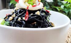 Squid Ink Pasta With Garlicky Calamari