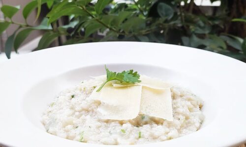 Cheesy Garlic Cilantro Risotto