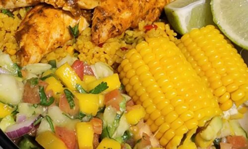 Chicken Tenders Rice And Avocado Salsa