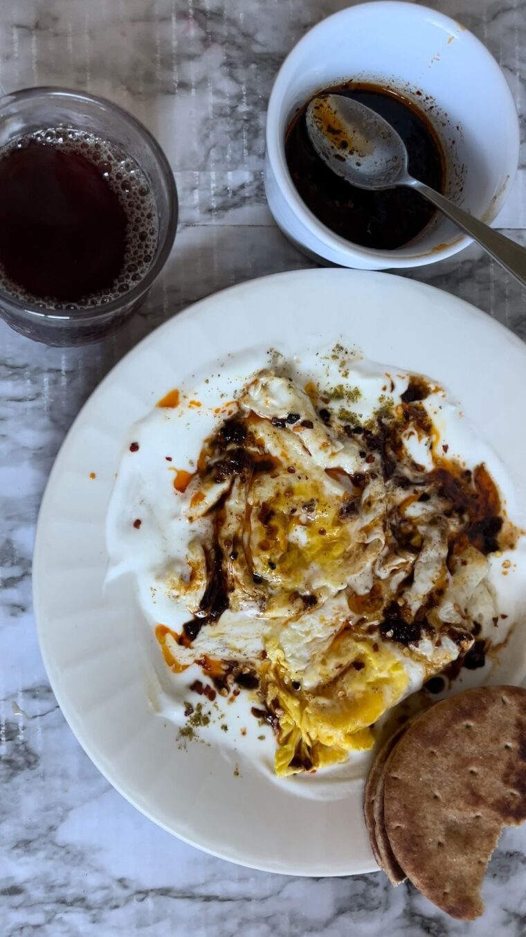 Cilbir: Turkish Fried Eggs In Garlicky Yogurt Sauce