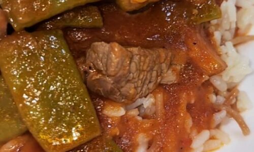 Flatbean And Meat Stew With Eggplant